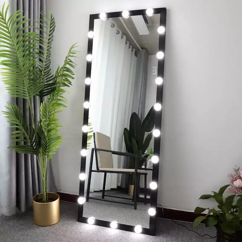 63x24 Black Hollywood Full Length Mirror with Lights: 3 Color Modes, Touch Control, Wall Mounted or Standing
