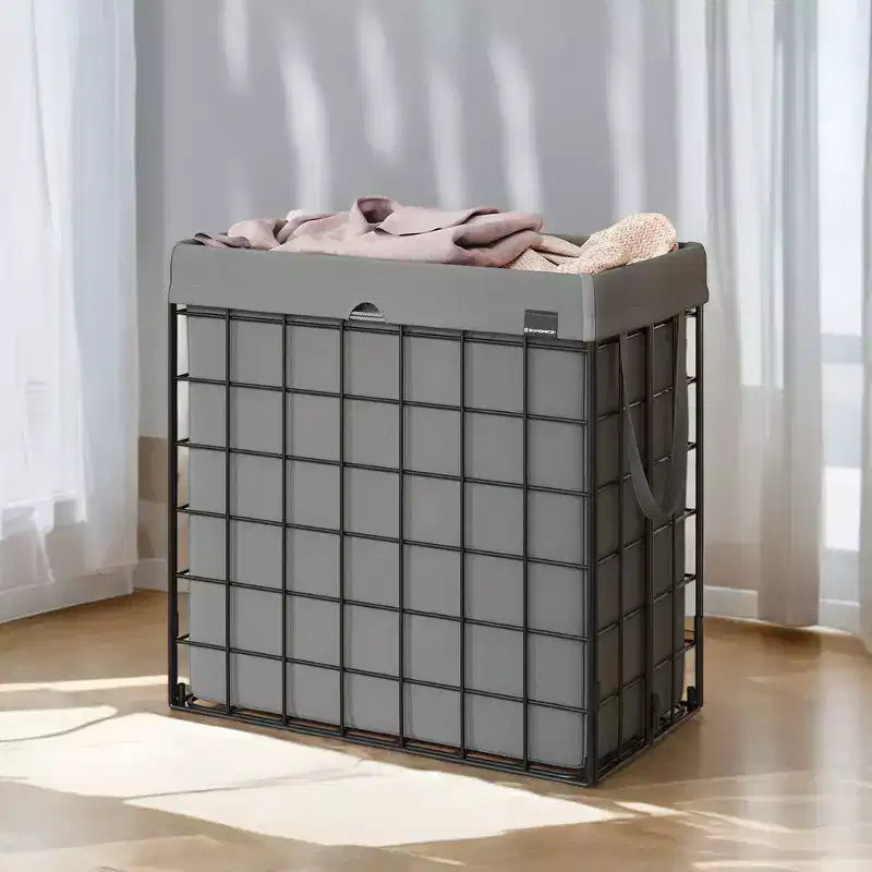 Cesta portabiancheria con fodera rimovibile e lavabile, 110 litri, pieghevole, con telaio in filo metallico