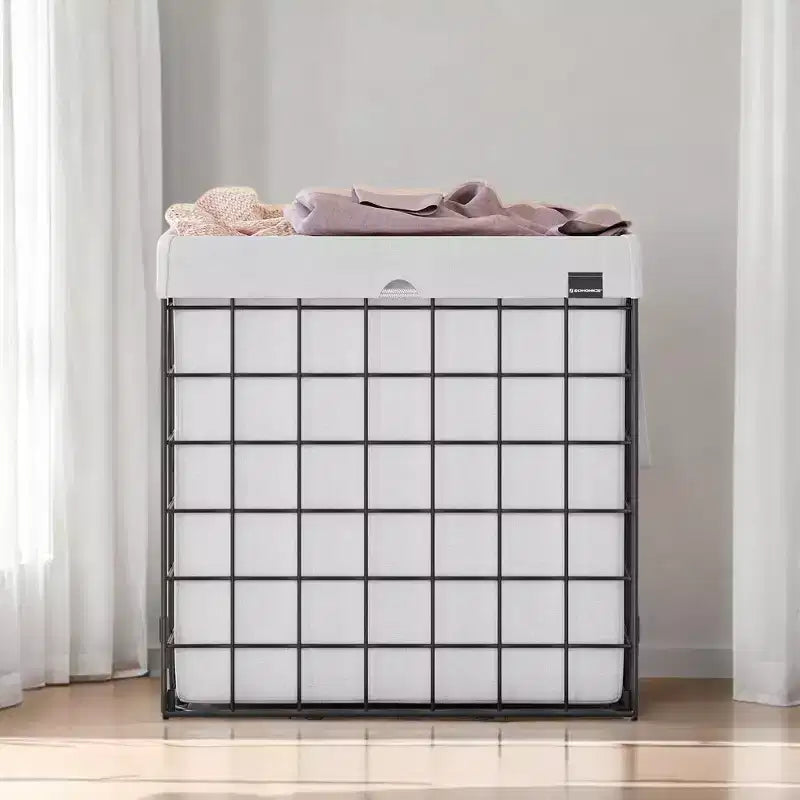 Cesta portabiancheria con fodera rimovibile e lavabile, 110 litri, pieghevole, con telaio in filo metallico