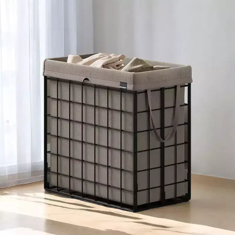 Cesta portabiancheria con fodera rimovibile e lavabile, 110 litri, pieghevole, con telaio in filo metallico