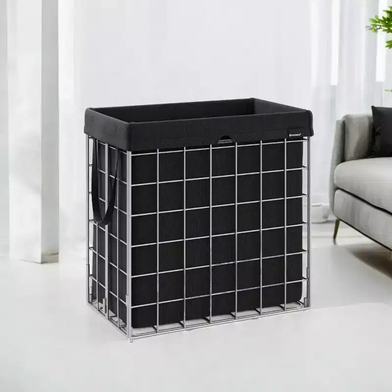 Cesta portabiancheria con fodera rimovibile e lavabile, 110 litri, pieghevole, con telaio in filo metallico