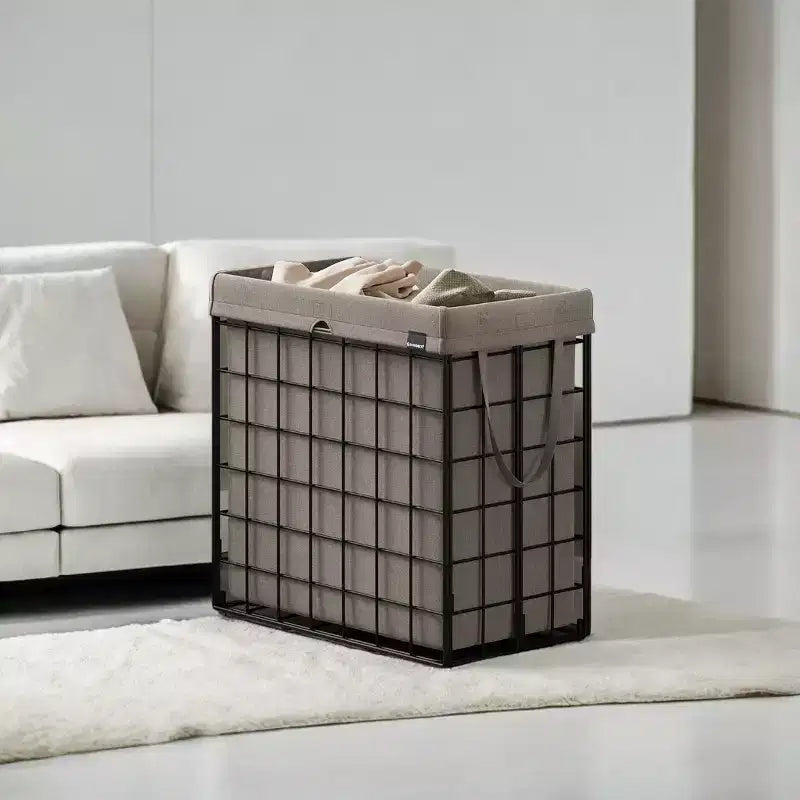 Cesta portabiancheria con fodera rimovibile e lavabile, 110 litri, pieghevole, con telaio in filo metallico