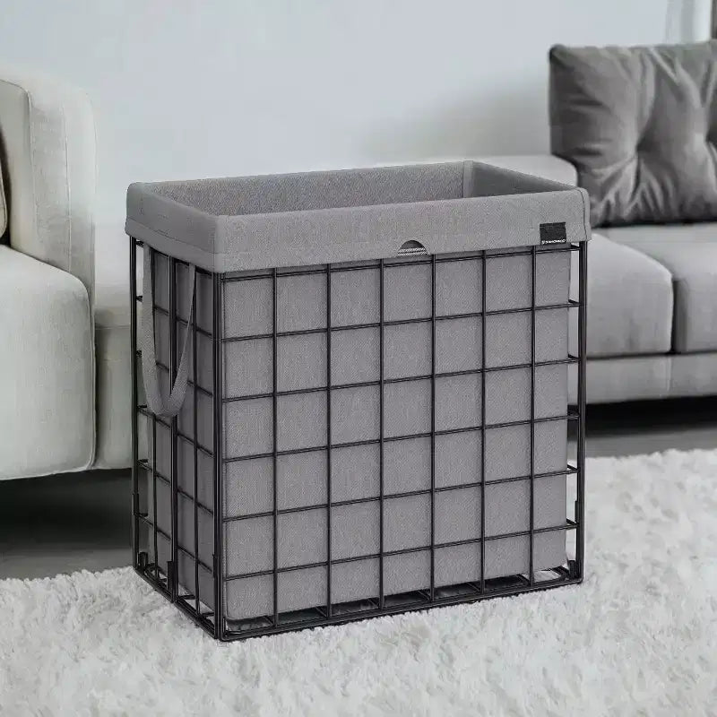 Cesta portabiancheria con fodera rimovibile e lavabile, 110 litri, pieghevole, con telaio in filo metallico