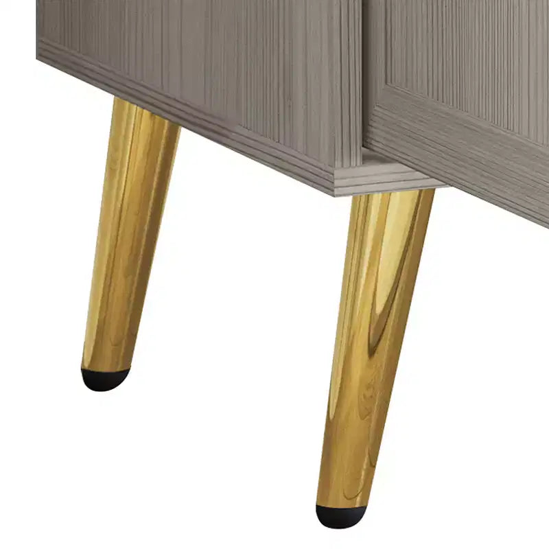 Credenza a buffet da 119,38 cm con 2 ante, 3 cassetti e gambe in metallo dorato – Grigio chiaro/Nero/Bianco