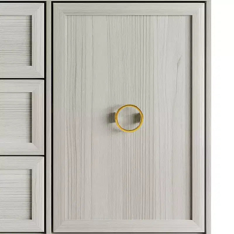 Credenza a buffet da 119,38 cm con 2 ante, 3 cassetti e gambe in metallo dorato – Grigio chiaro/Nero/Bianco