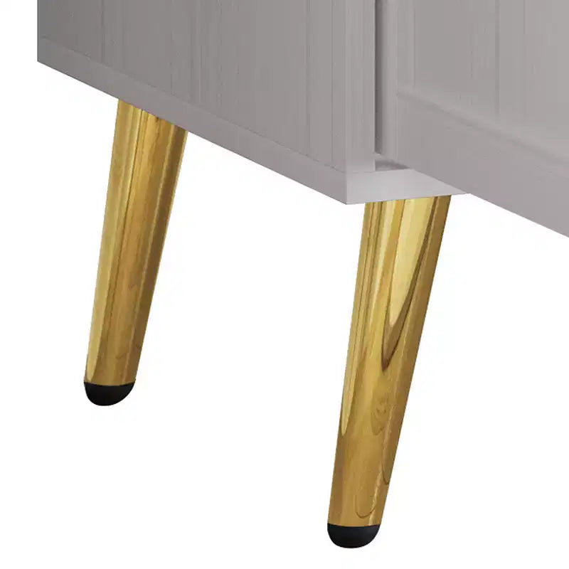 Credenza a buffet da 119,38 cm con 2 ante, 3 cassetti e gambe in metallo dorato – Grigio chiaro/Nero/Bianco