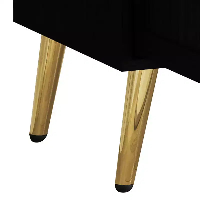 Credenza a buffet da 119,38 cm con 2 ante, 3 cassetti e gambe in metallo dorato – Grigio chiaro/Nero/Bianco