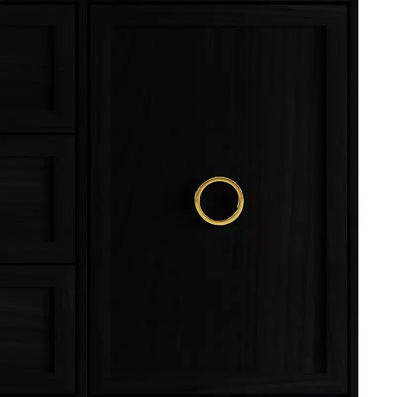 Credenza a buffet da 119,38 cm con 2 ante, 3 cassetti e gambe in metallo dorato – Grigio chiaro/Nero/Bianco