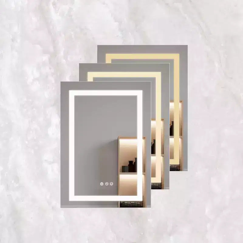 Armadietto a specchio a LED da bagno 26x20, antiappannamento, impermeabile, dimmerabile, interruttore touch, montaggio a incasso/superficie