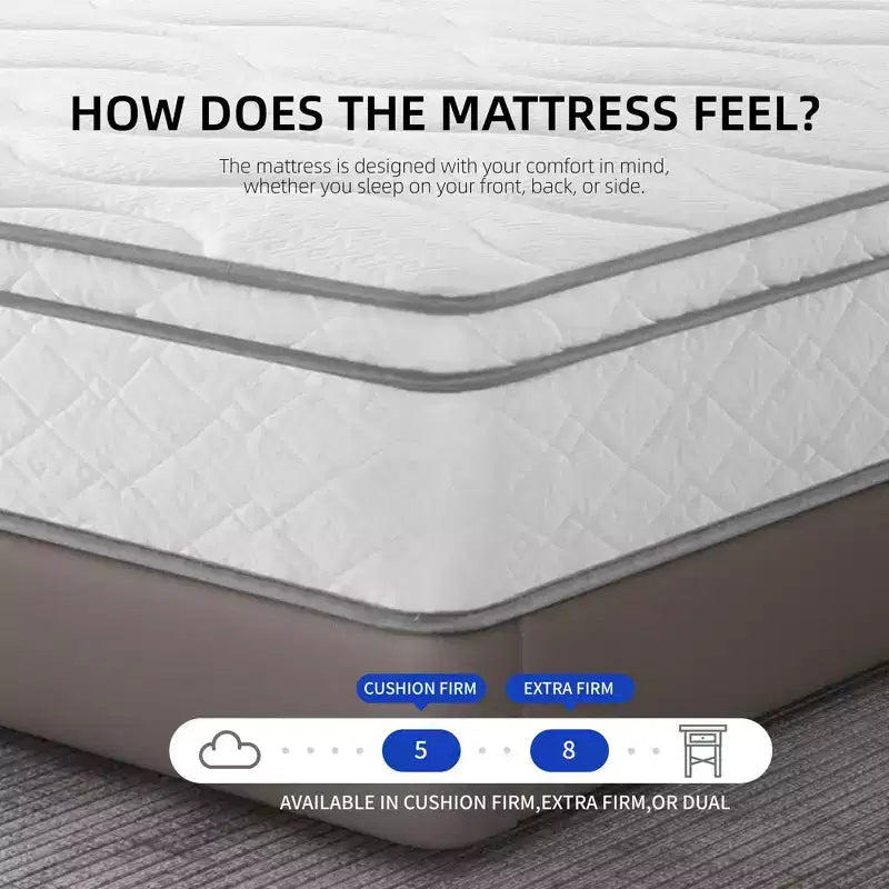 Materasso ibrido matrimoniale da 10 pollici - Memory foam in gel, molle insacchettate, traspirante, durevole, materasso in scatola
