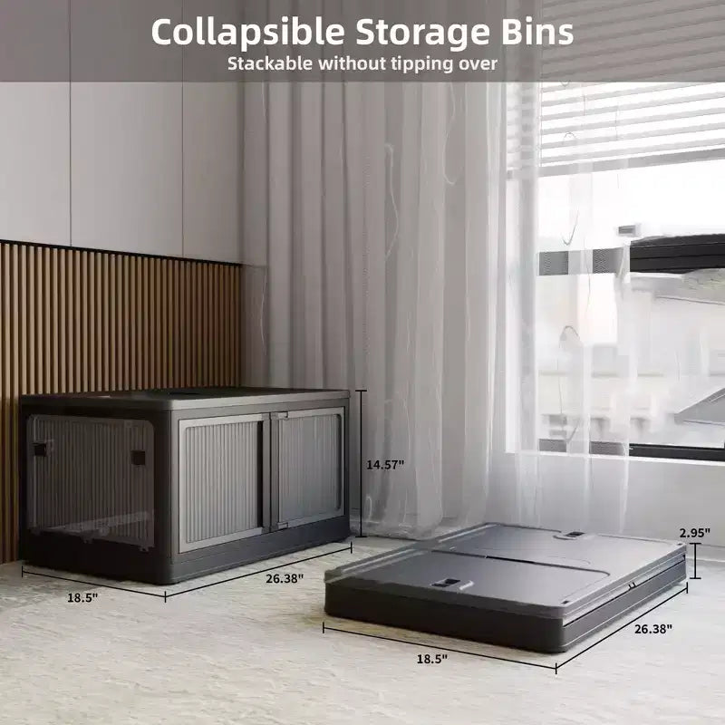 Confezione da 3 contenitori trasparenti impilabili con 5 ante apribili e ruote, contenitori pieghevoli in plastica per il fai da te, organizer grandi per armadi per camere da letto