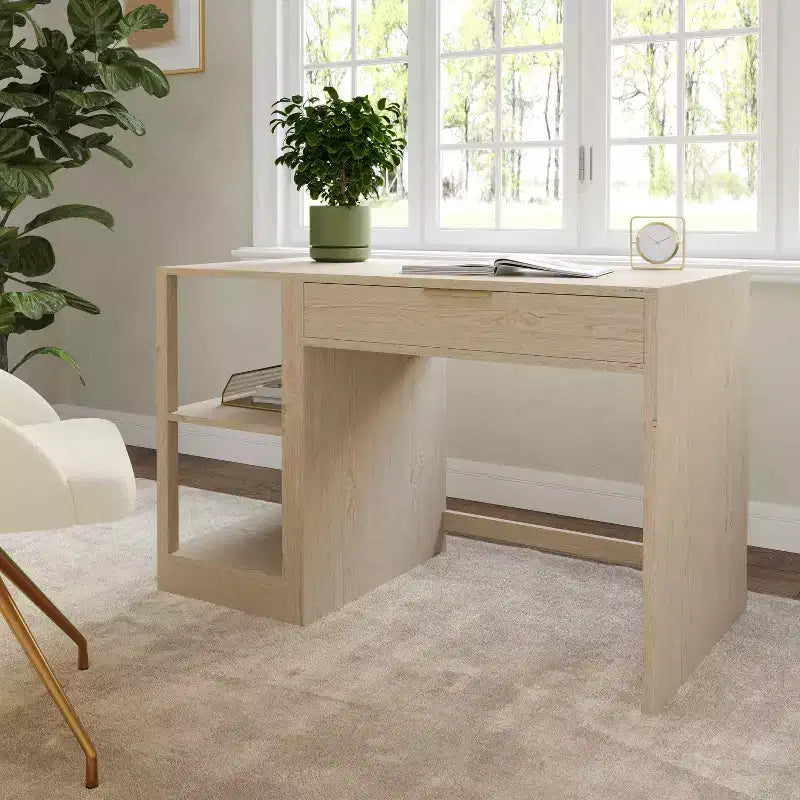 Libreria modulare a 2 ripiani per ufficio, legno composito, portata 34 kg, facile montaggio