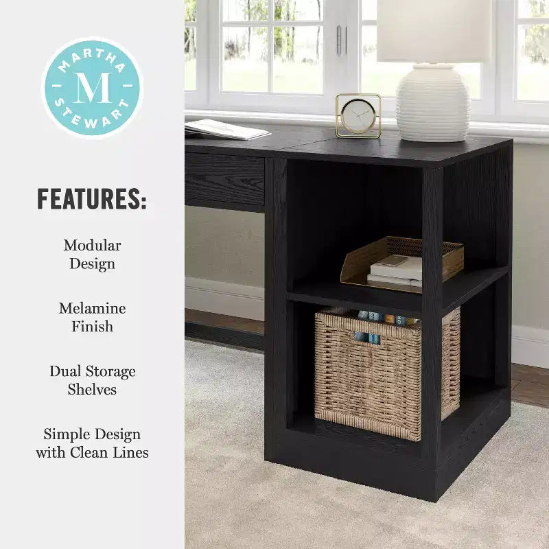 Libreria modulare a 2 ripiani per ufficio, legno composito, portata 34 kg, facile montaggio