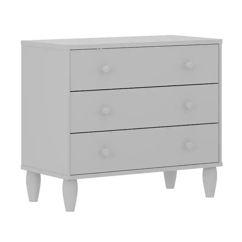 Comò a 3 cassetti in legno per bambini per camera da letto, legno ingegnerizzato con gambe affusolate, età 3-9 anni