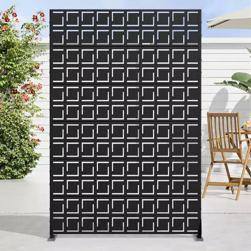 72 H47W Fioriera Dovelina in Metallo Nero con Schermo Grigliato per la Privacy per Patio, Giardino e Balconi di Bar