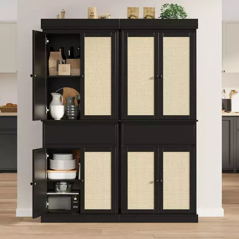 Dispensa Alta da Cucina 69 Mobile Contenitore con Ante, Cassetto e Ripiani Regolabili, Credenza per Bagno Sala da Pranzo