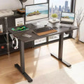 MAYEERTY 40x24 Walnut Electric Standing Desk - Splice Board, Adjustable Height for Home Office