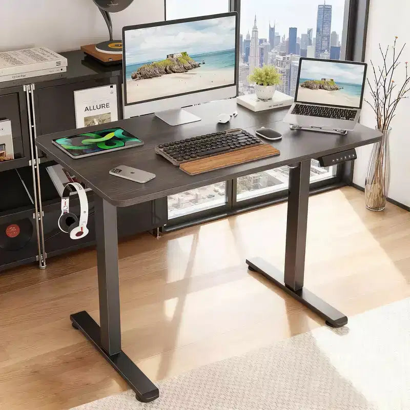 MAYEERTY 40x24 Walnut Electric Standing Desk - Splice Board, Adjustable Height for Home Office