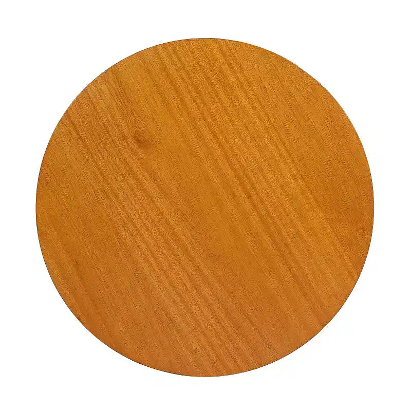 Tavolino rotondo in legno di gomma e rattan da 40 cm, tavolino d'appoggio moderno alto 45 cm, marrone
