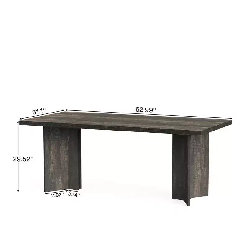 Tavolo da pranzo multifunzione e scrivania direzionale da 160 cm, pannello E1 spesso 4 cm, per 4-6 persone, noce vintage