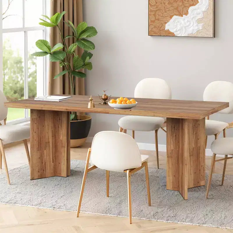 Tavolo da pranzo multifunzione e scrivania direzionale da 160 cm, pannello E1 spesso 4 cm, per 4-6 persone, noce vintage