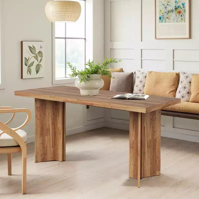Tavolo da pranzo multifunzione e scrivania direzionale da 160 cm, pannello E1 spesso 4 cm, per 4-6 persone, noce vintage