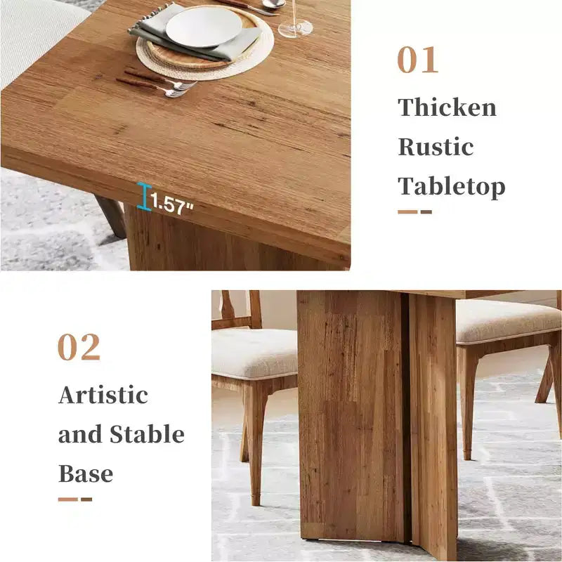 Tavolo da pranzo multifunzione e scrivania direzionale da 160 cm, pannello E1 spesso 4 cm, per 4-6 persone, noce vintage