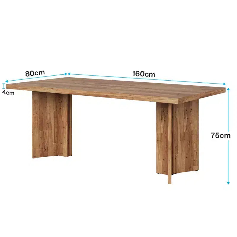 Tavolo da pranzo multifunzione e scrivania direzionale da 160 cm, pannello E1 spesso 4 cm, per 4-6 persone, noce vintage