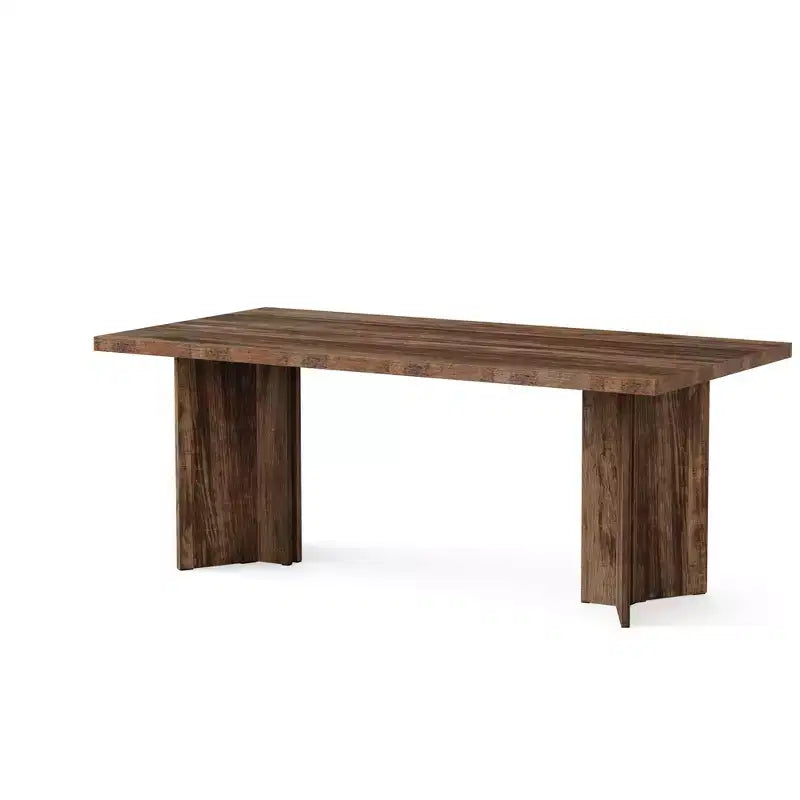 Tavolo da pranzo multifunzione e scrivania direzionale da 160 cm, pannello E1 spesso 4 cm, per 4-6 persone, noce vintage