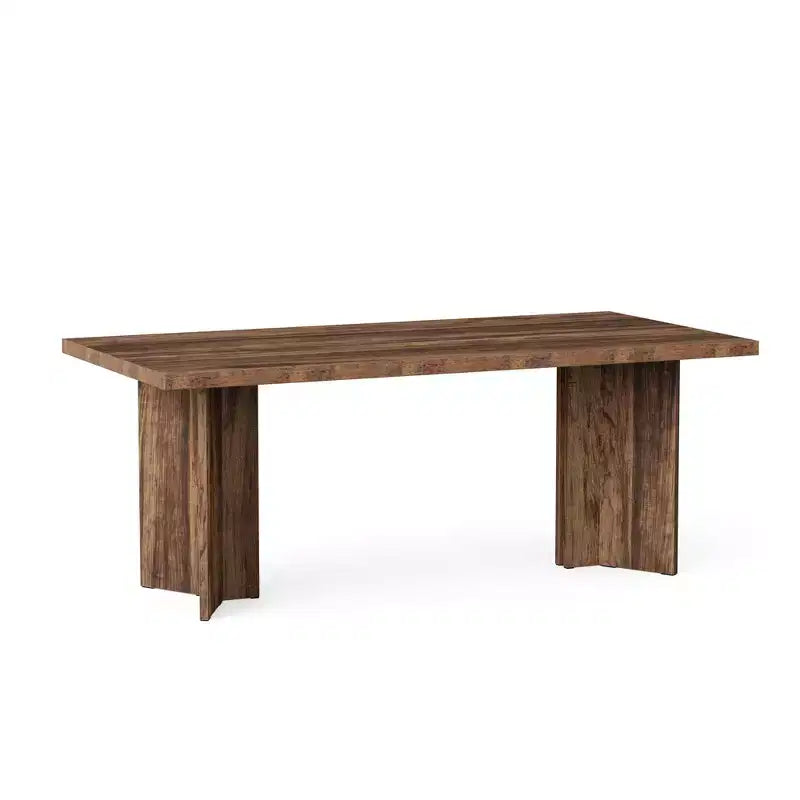 Tavolo da pranzo multifunzione e scrivania direzionale da 160 cm, pannello E1 spesso 4 cm, per 4-6 persone, noce vintage