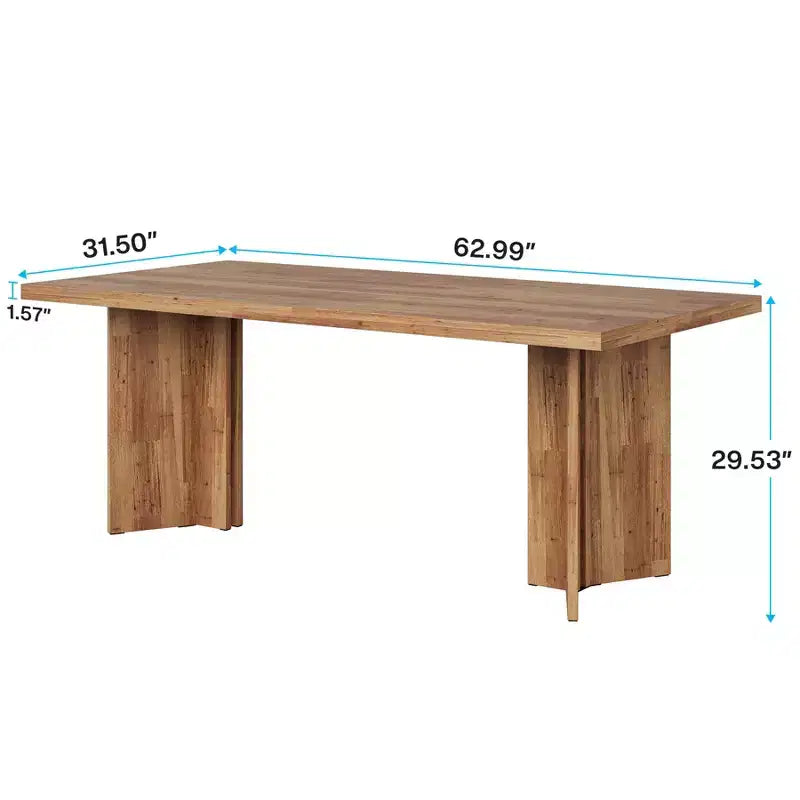 Tavolo da pranzo multifunzione e scrivania direzionale da 160 cm, pannello E1 spesso 4 cm, per 4-6 persone, noce vintage