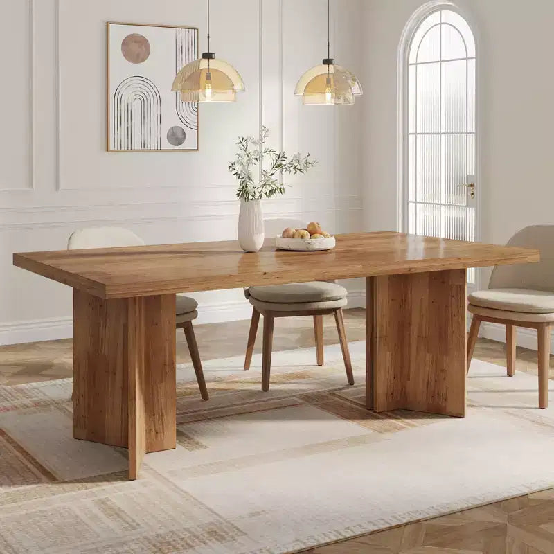 Tavolo da pranzo multifunzione e scrivania direzionale da 160 cm, pannello E1 spesso 4 cm, per 4-6 persone, noce vintage