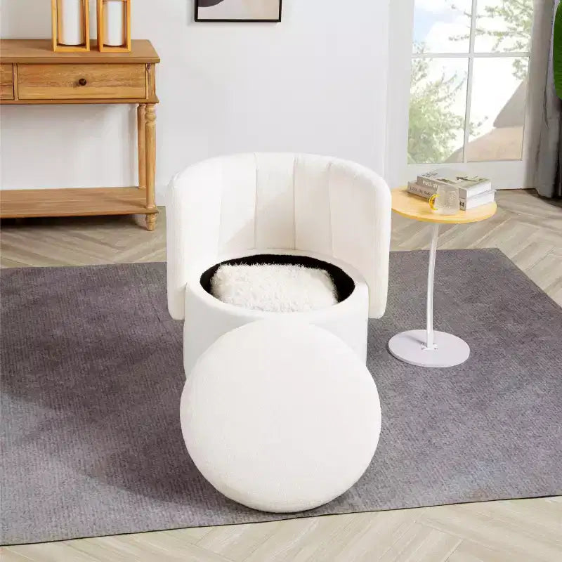 Poltrona Girevole a 360° con Contenitore Nascosto per Camera da Letto e Soggiorno
