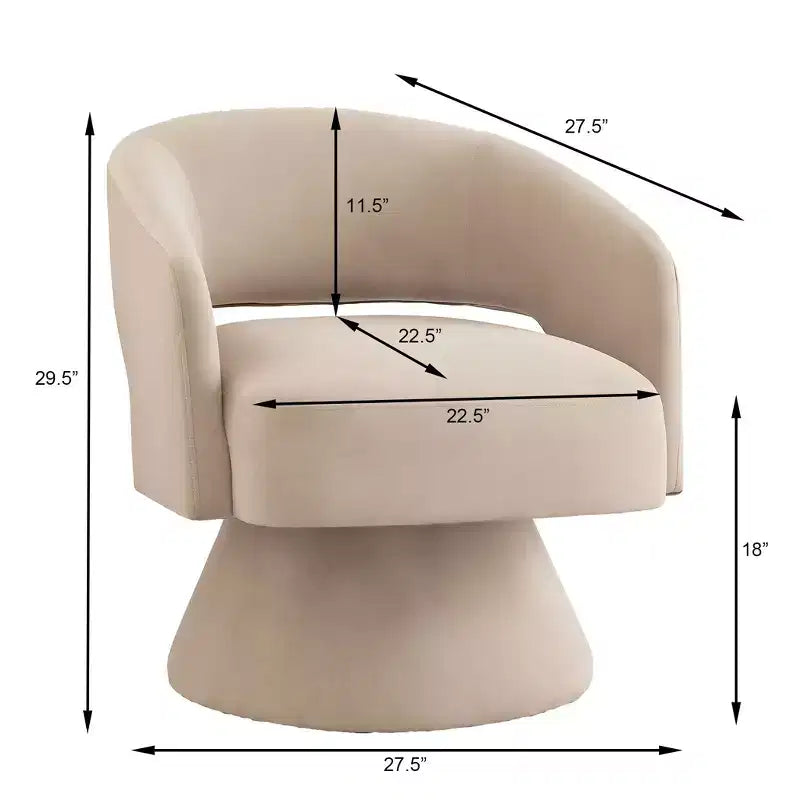 Poltrona girevole a 360° in velluto con schienale aperto per camera da letto