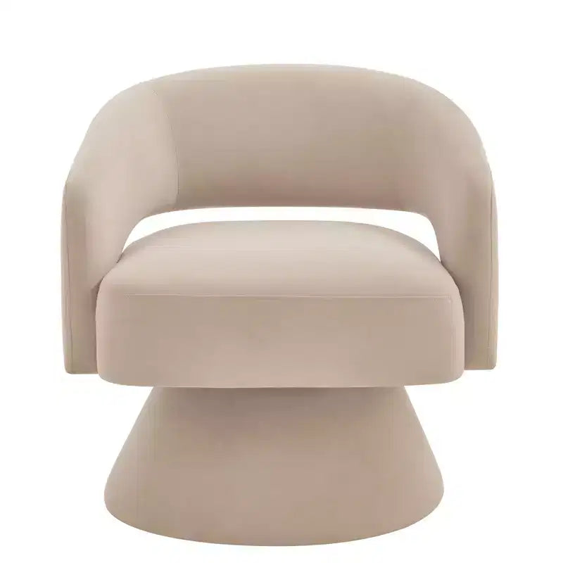 Poltrona girevole a 360° in velluto con schienale aperto per camera da letto