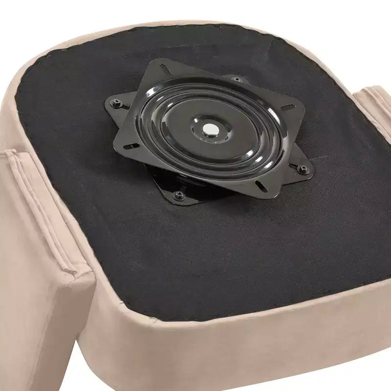 Poltrona girevole a 360° in velluto con schienale aperto per camera da letto