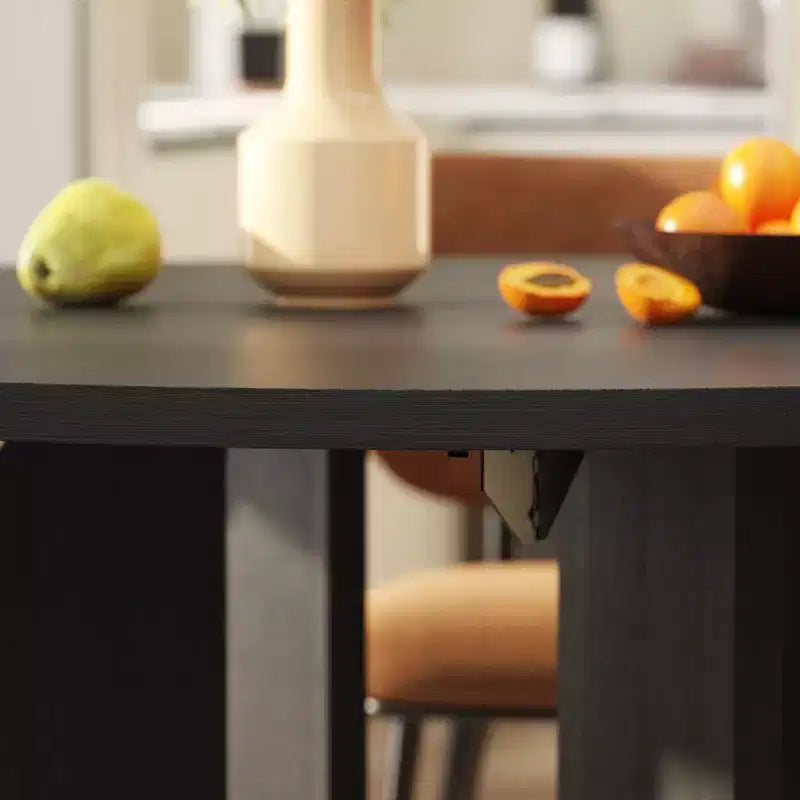 Tavolo da pranzo pieghevole allungabile nero, da quadrato a rotondo 85-120 cm, design moderno salvaspazio