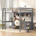 Okak Full Size Loft Bed with Desk & Storage,Wooden Bunk Beds with Charging Station & Cabinets,Multi-Functional Loft Bed for Kids,Teens