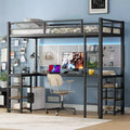Okak Loft Bed with L-Shaped Desk,Metal Bunk Beds with Bookshelf & Safety Rails for Small Bedrooms,High Loft Beds for Kids,Teens