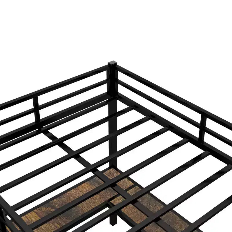 Letto a soppalco in metallo Twin XL con scrivania a L, libreria e sponde di sicurezza per bambini e ragazzi