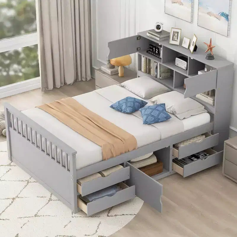 Merax Full Size Captain Platform Bed with Ample Storage Space