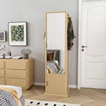 Modern Full Length Floor Mirror with Storage Cabinet, Multifunctional 360 Rotating Mackup Mirror for Bedroom or Dressing Room-Panipeachy