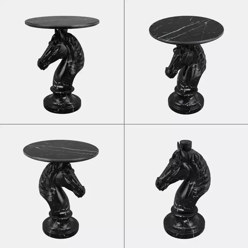 Tavolino d'appoggio con animale con piano in finto marmo, tavolino scultoreo per soggiorno camera da letto