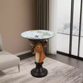 Animal Accent Table with Faux Marble Top, Sculptural End Table for Living Room Bedroom