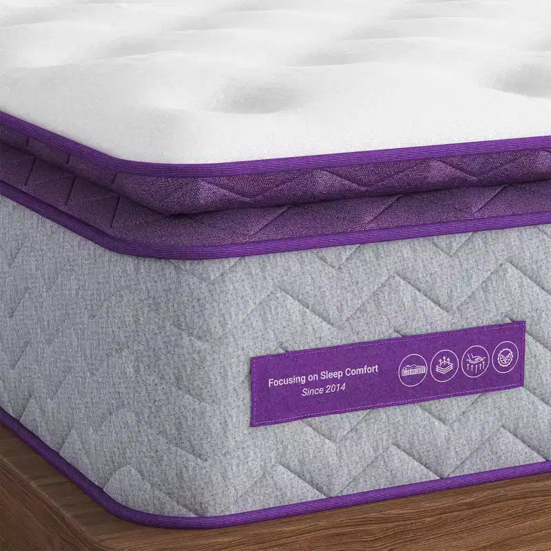 Sersper 10 Pillow Top Memory Foam Spring Hybrid Mattress - Compatible with Platform Bed, Box Spring, or Slat Base