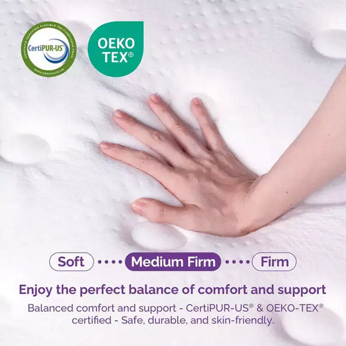 10" Pillow Top Hybrid Mattress, Memory Foam & Pocket Coils, CertiPUR-US, Medium Firm