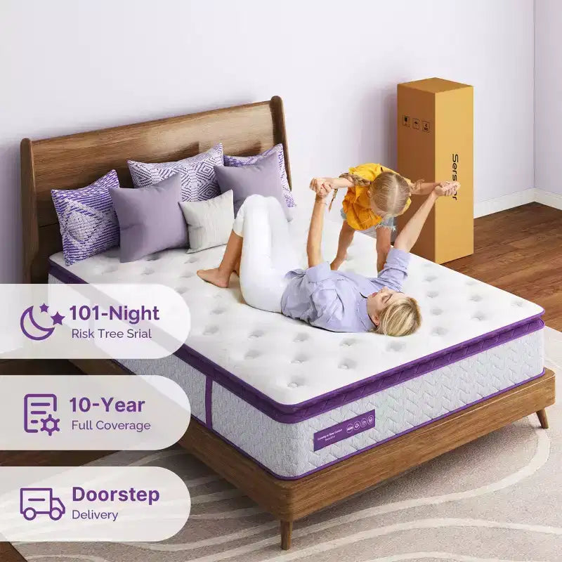 Materasso ibrido da 10" Pillow Top, Memory Foam e Molle Insacchettate, CertiPUR-US, Rigidità Media