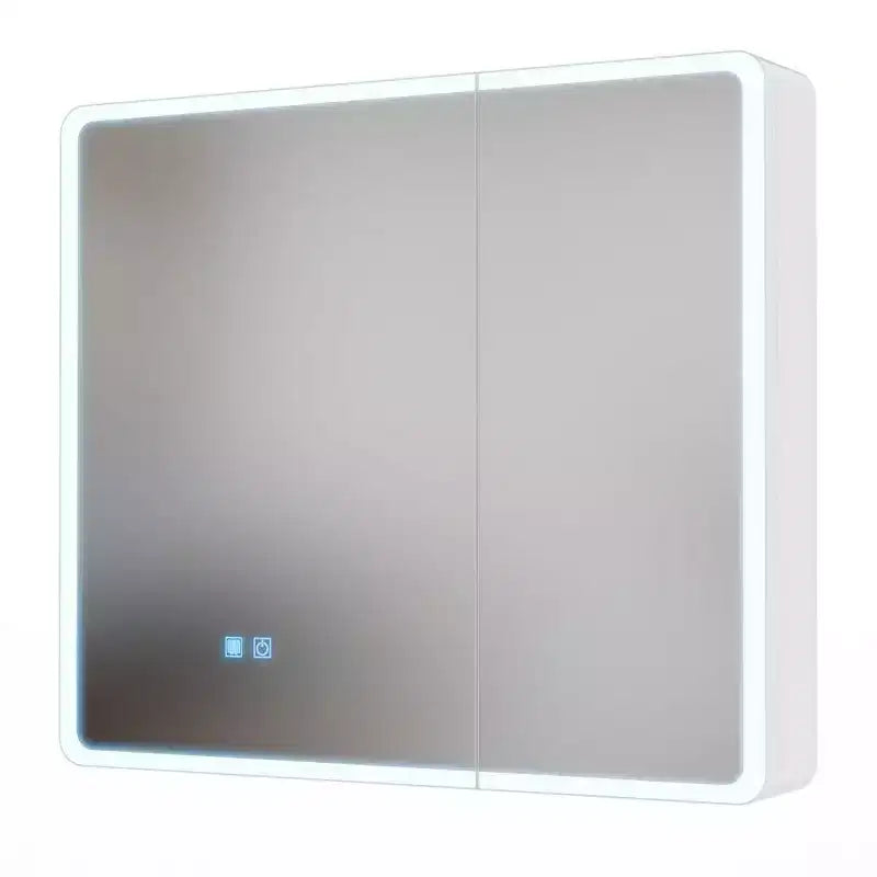 Armadietto dei medicinali in alluminio 32"x28" con specchio, luce LED e antiappannamento, montaggio a parete, 2 ante