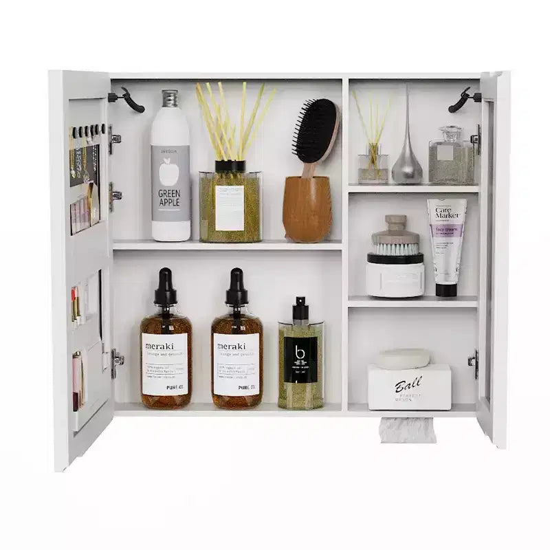 Armadietto dei medicinali in alluminio 32"x28" con specchio, luce LED e antiappannamento, montaggio a parete, 2 ante