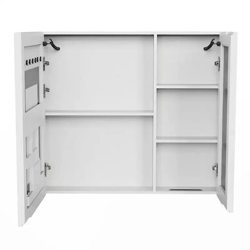 Armadietto dei medicinali in alluminio 32"x28" con specchio, luce LED e antiappannamento, montaggio a parete, 2 ante